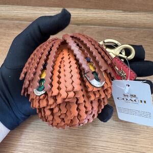 Coach Coachies DREAM Bag Charm With Big Eyes Leather Brown CC365